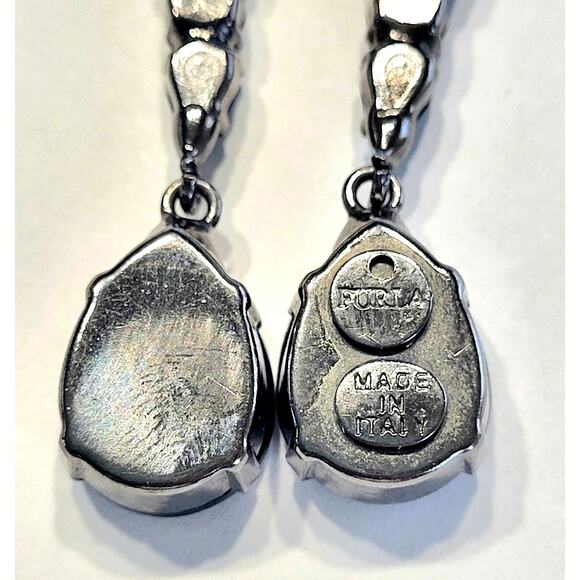 Furla Signed Earrings Designer Italy Black Pierced Dangle Pre Owned - Picture 2 of 5